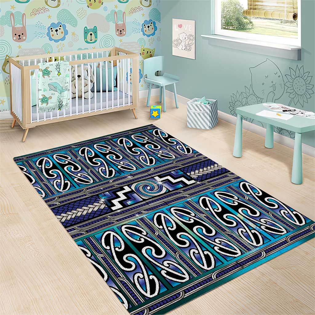 Maori Matariki Area Rug Blue Galaxy Aesthetic Koru Art
