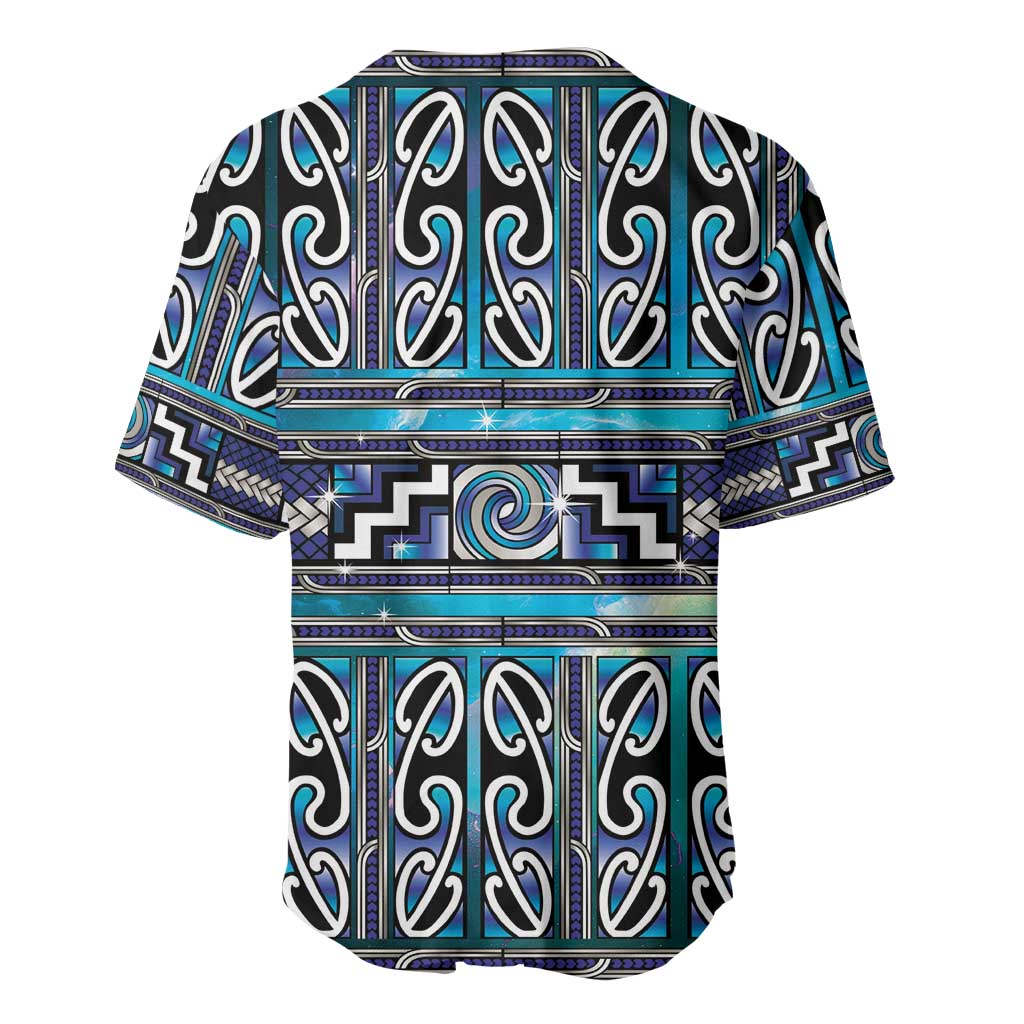 Maori Matariki Baseball Jersey Blue Galaxy Aesthetic Koru Art