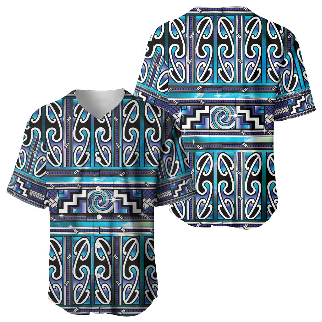 Maori Matariki Baseball Jersey Blue Galaxy Aesthetic Koru Art