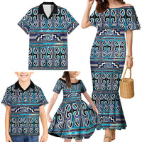 Maori Matariki Family Matching Mermaid Dress and Hawaiian Shirt Blue Galaxy Aesthetic Koru Art LT01 - Polynesian Pride