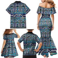 Maori Matariki Family Matching Mermaid Dress and Hawaiian Shirt Blue Galaxy Aesthetic Koru Art LT01 - Polynesian Pride