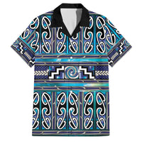 Maori Matariki Family Matching Mermaid Dress and Hawaiian Shirt Blue Galaxy Aesthetic Koru Art LT01 Dad's Shirt - Short Sleeve Blue - Polynesian Pride