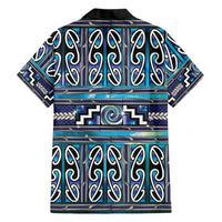 Maori Matariki Family Matching Off Shoulder Short Dress and Hawaiian Shirt Blue Galaxy Aesthetic Koru Art LT01 - Polynesian Pride