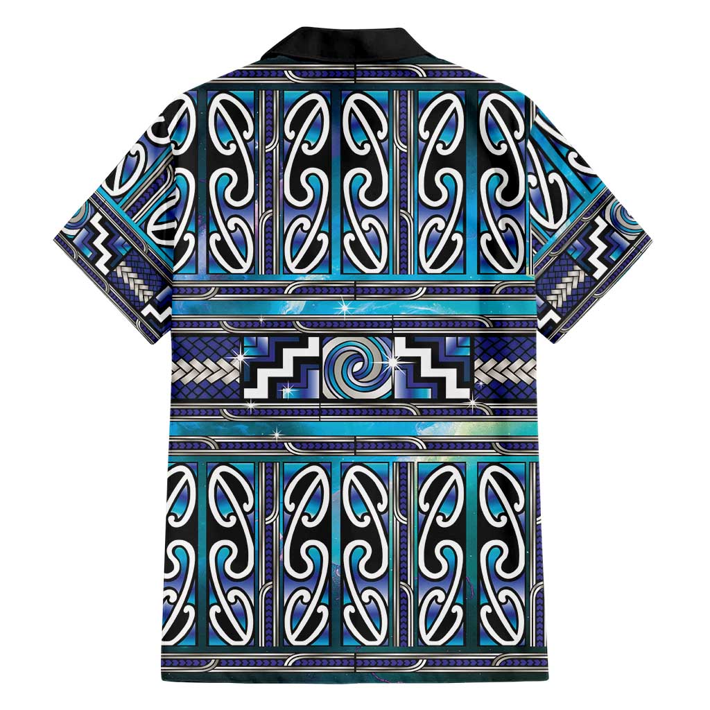 Maori Matariki Family Matching Puletasi and Hawaiian Shirt Blue Galaxy Aesthetic Koru Art