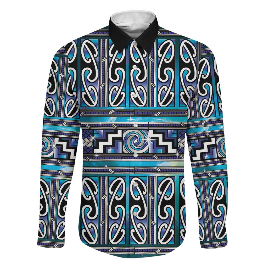 Maori Matariki Family Matching Puletasi and Hawaiian Shirt Blue Galaxy Aesthetic Koru Art