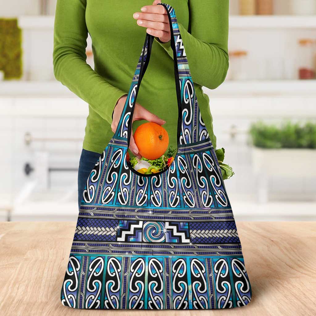 Maori Matariki Grocery Bag Blue Galaxy Aesthetic Koru Art