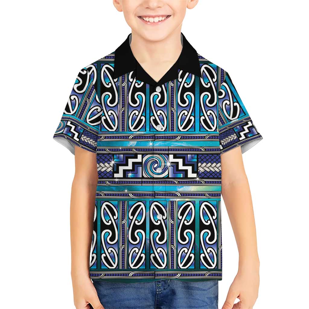 Maori Matariki Hawaiian Shirt Blue Galaxy Aesthetic Koru Art