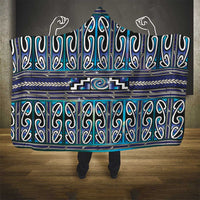 Maori Matariki Hooded Blanket Blue Galaxy Aesthetic Koru Art
