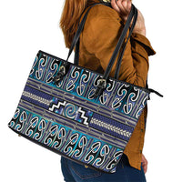 Maori Matariki Leather Tote Bag Blue Galaxy Aesthetic Koru Art