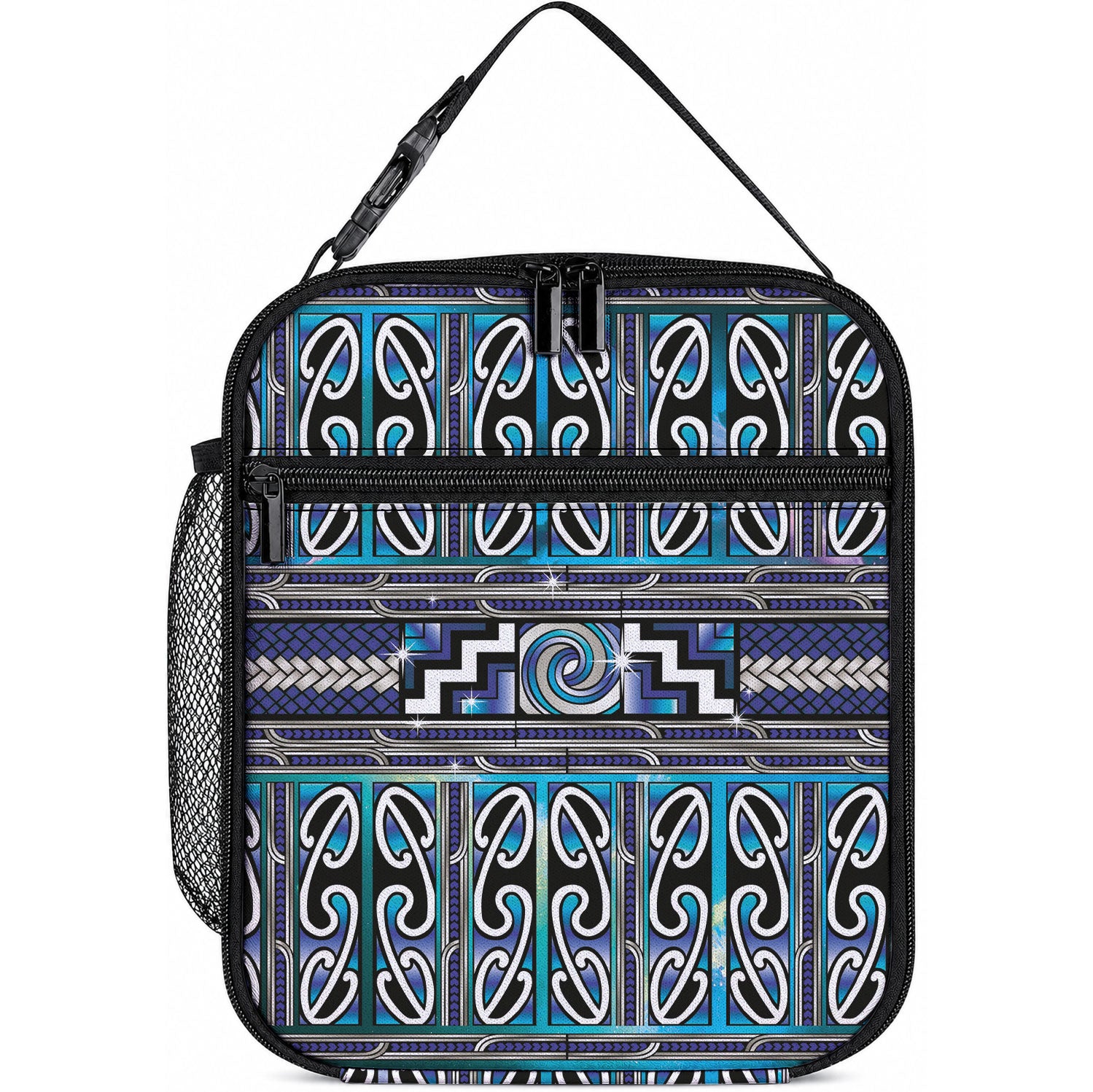 Maori Matariki Lunch Bag Blue Galaxy Aesthetic Koru Art LT01 10.2 × 8.3 × 4.3 inch Blue - Polynesian Pride
