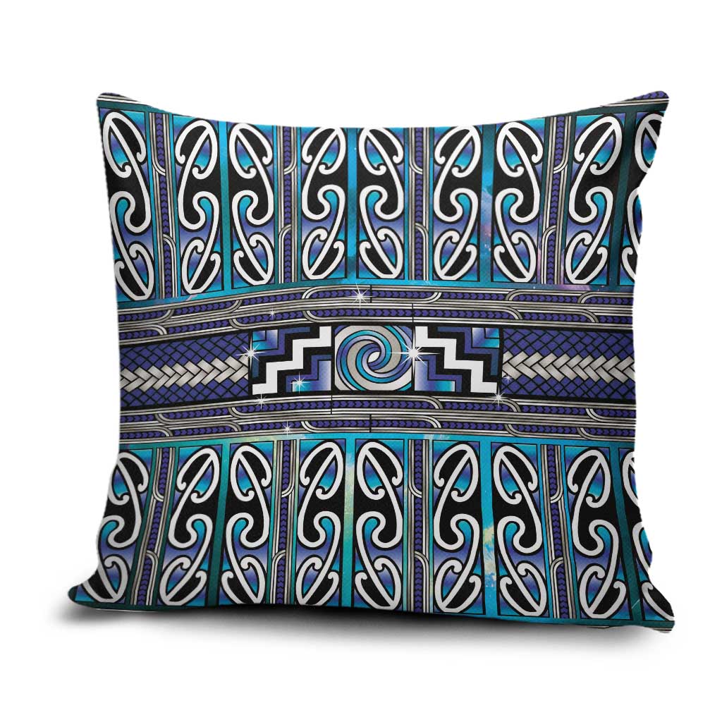 Maori Matariki Pillow Cover Blue Galaxy Aesthetic Koru Art