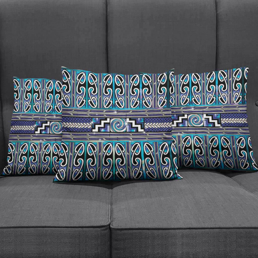 Maori Matariki Pillow Cover Blue Galaxy Aesthetic Koru Art