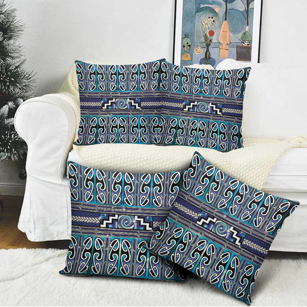 Maori Matariki Pillow Cover Blue Galaxy Aesthetic Koru Art