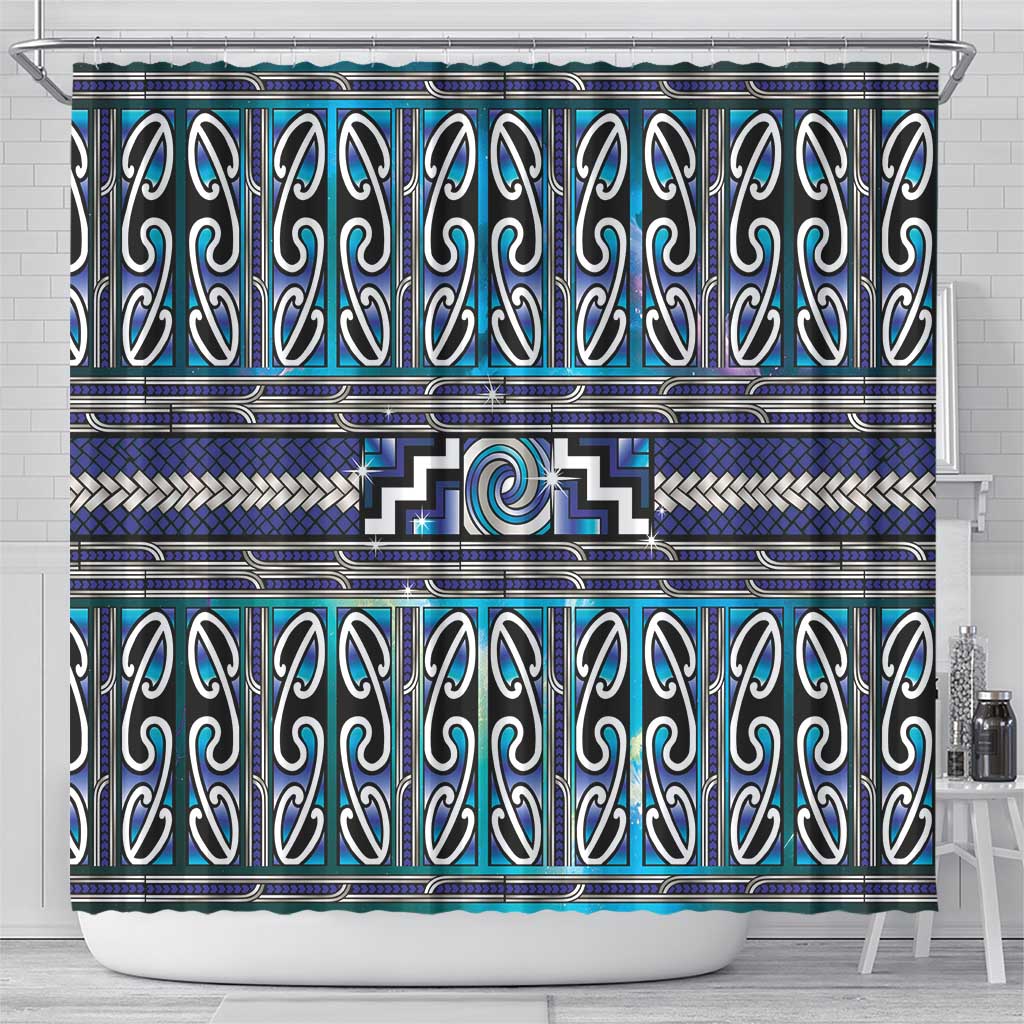 Maori Matariki Shower Curtain Blue Galaxy Aesthetic Koru Art