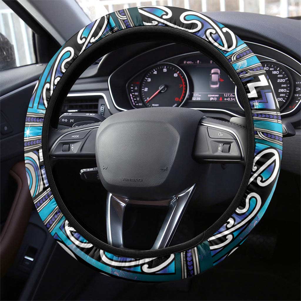 Maori Matariki Steering Wheel Cover Blue Galaxy Aesthetic Koru Art