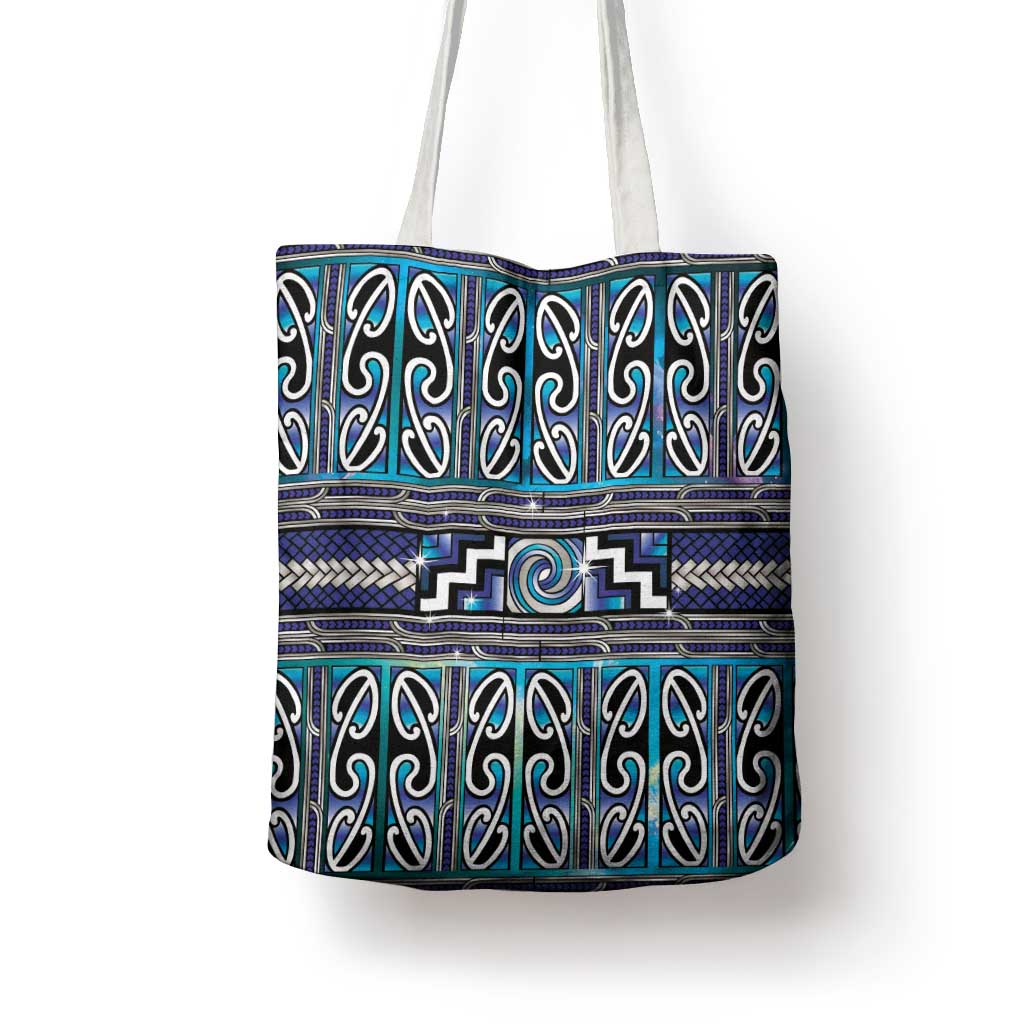 Maori Matariki Tote Bag Blue Galaxy Aesthetic Koru Art
