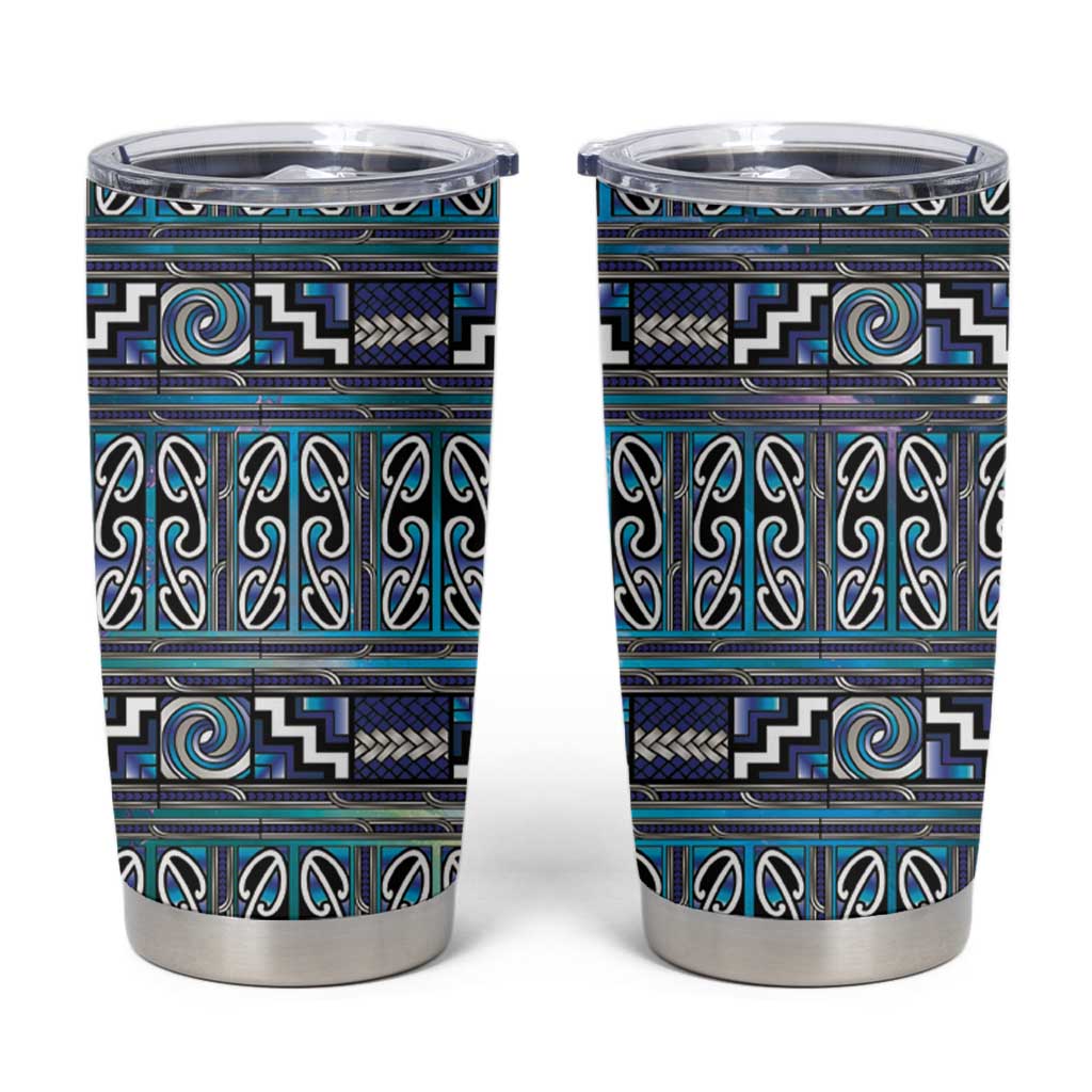 Maori Matariki Tumbler Cup Blue Galaxy Aesthetic Koru Art