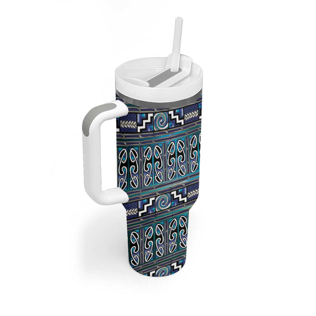 Maori Matariki Tumbler With Handle Blue Galaxy Aesthetic Koru Art