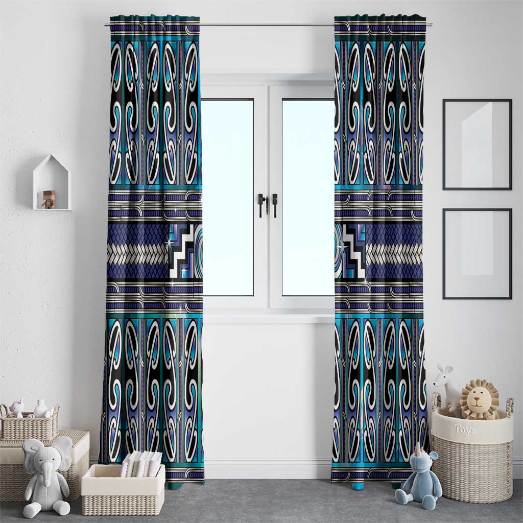 Maori Matariki Window Curtain Blue Galaxy Aesthetic Koru Art