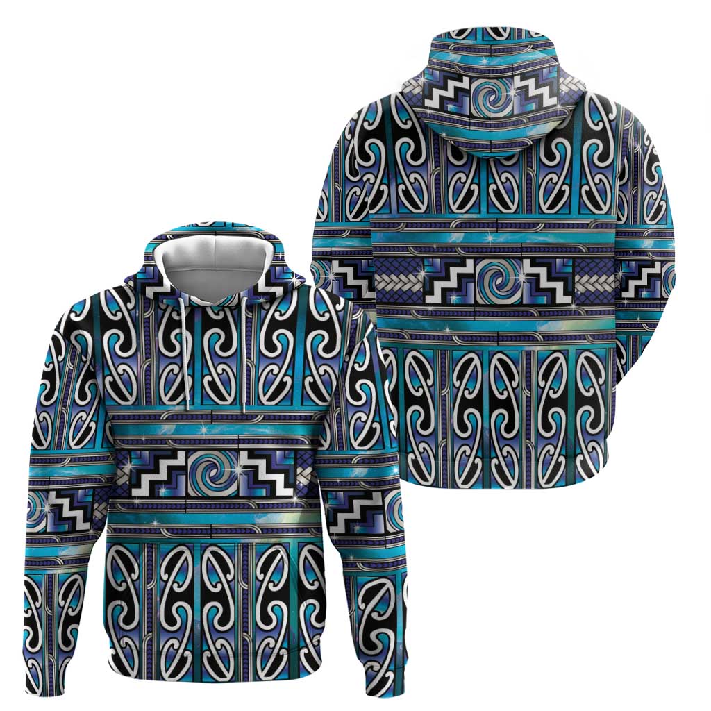 Maori Matariki Zip Hoodie Blue Galaxy Aesthetic Koru Art