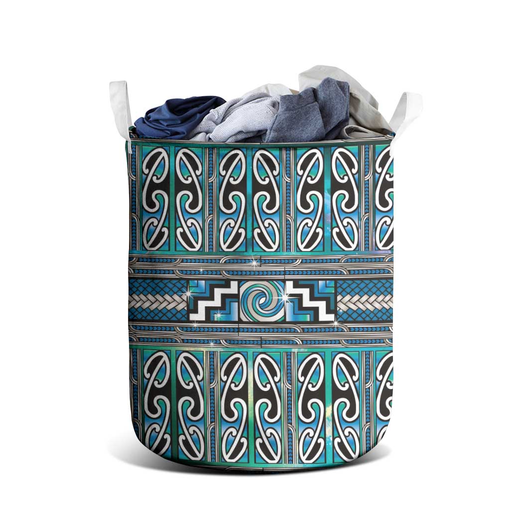 Maori Matariki Laundry Basket Green Galaxy Aesthetic Koru Art