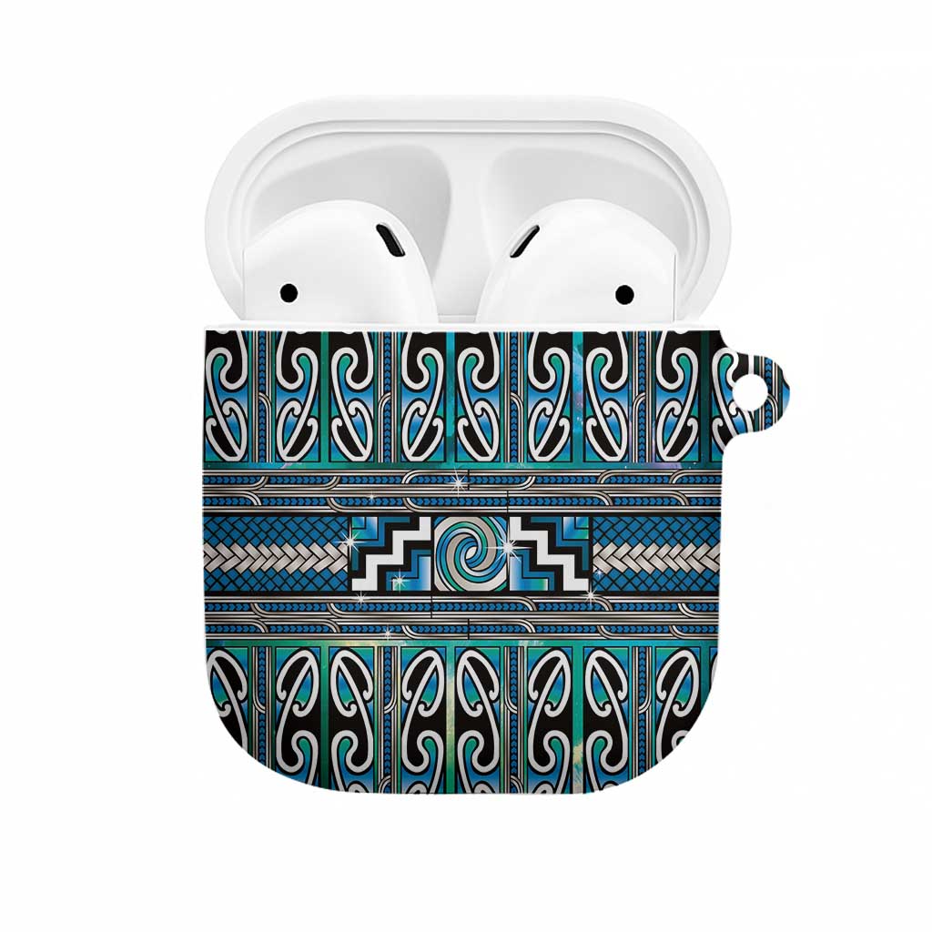 Maori Matariki AirPods Case Green Galaxy Aesthetic Koru Art