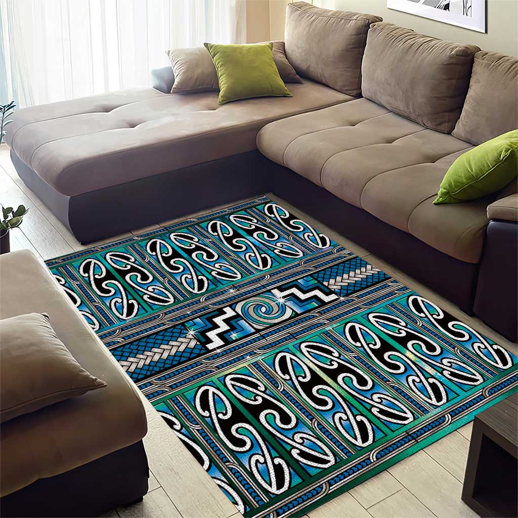 Maori Matariki Area Rug Green Galaxy Aesthetic Koru Art