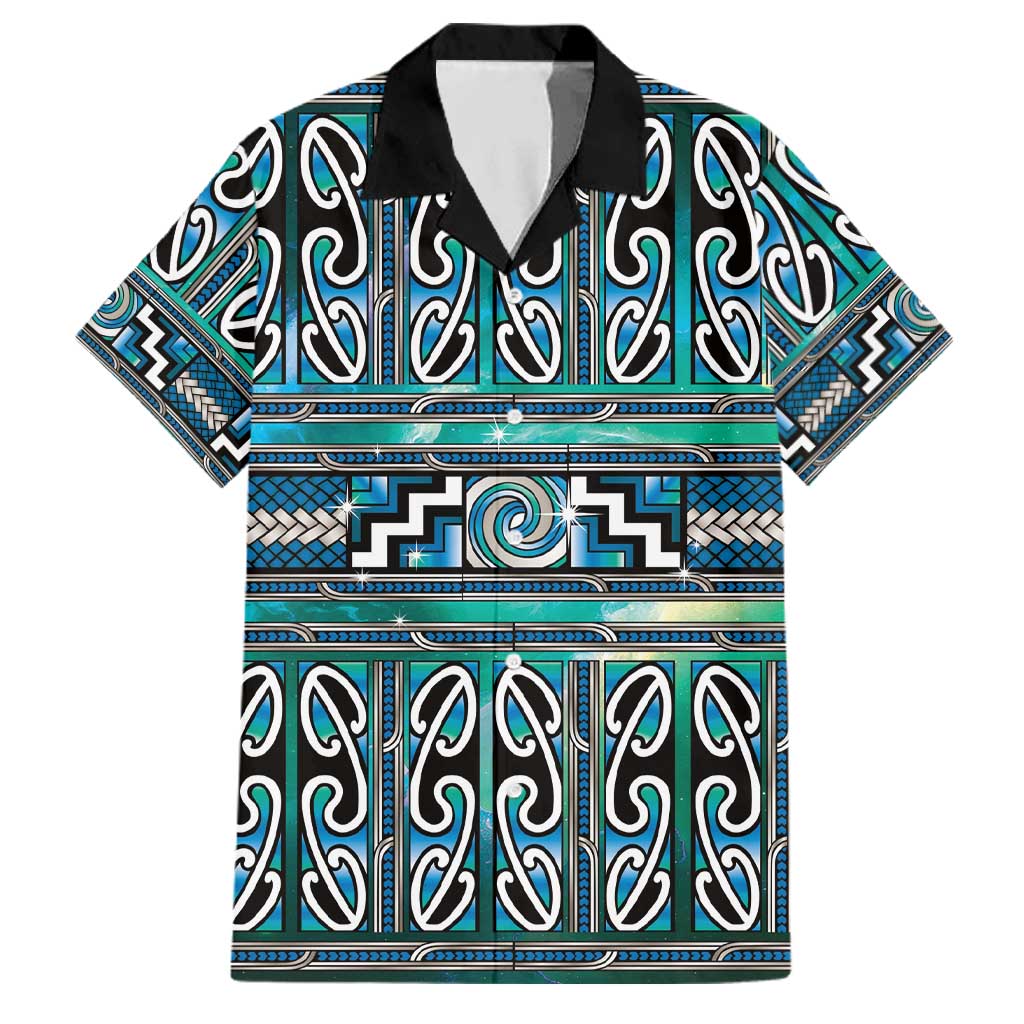 Maori Matariki Family Matching Mermaid Dress and Hawaiian Shirt Green Galaxy Aesthetic Koru Art LT01 Dad's Shirt - Short Sleeve Green - Polynesian Pride
