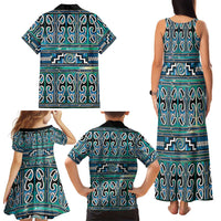 Maori Matariki Family Matching Tank Maxi Dress and Hawaiian Shirt Green Galaxy Aesthetic Koru Art LT01 - Polynesian Pride