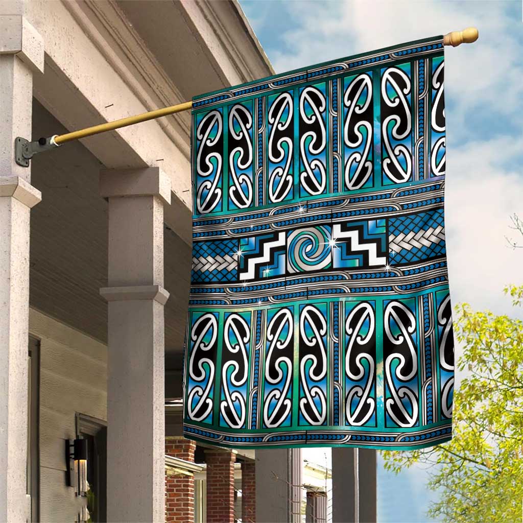 Maori Matariki Garden Flag Green Galaxy Aesthetic Koru Art