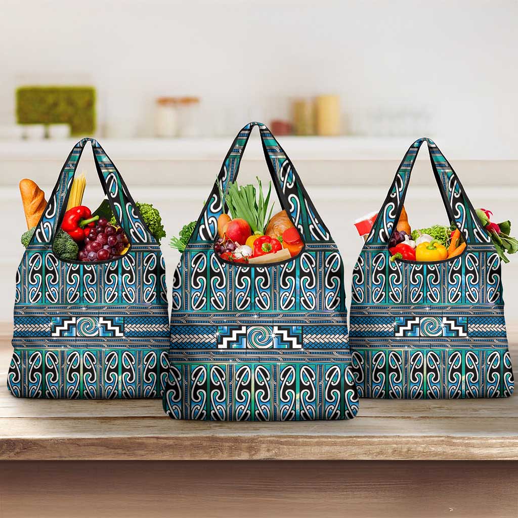 Maori Matariki Grocery Bag Green Galaxy Aesthetic Koru Art