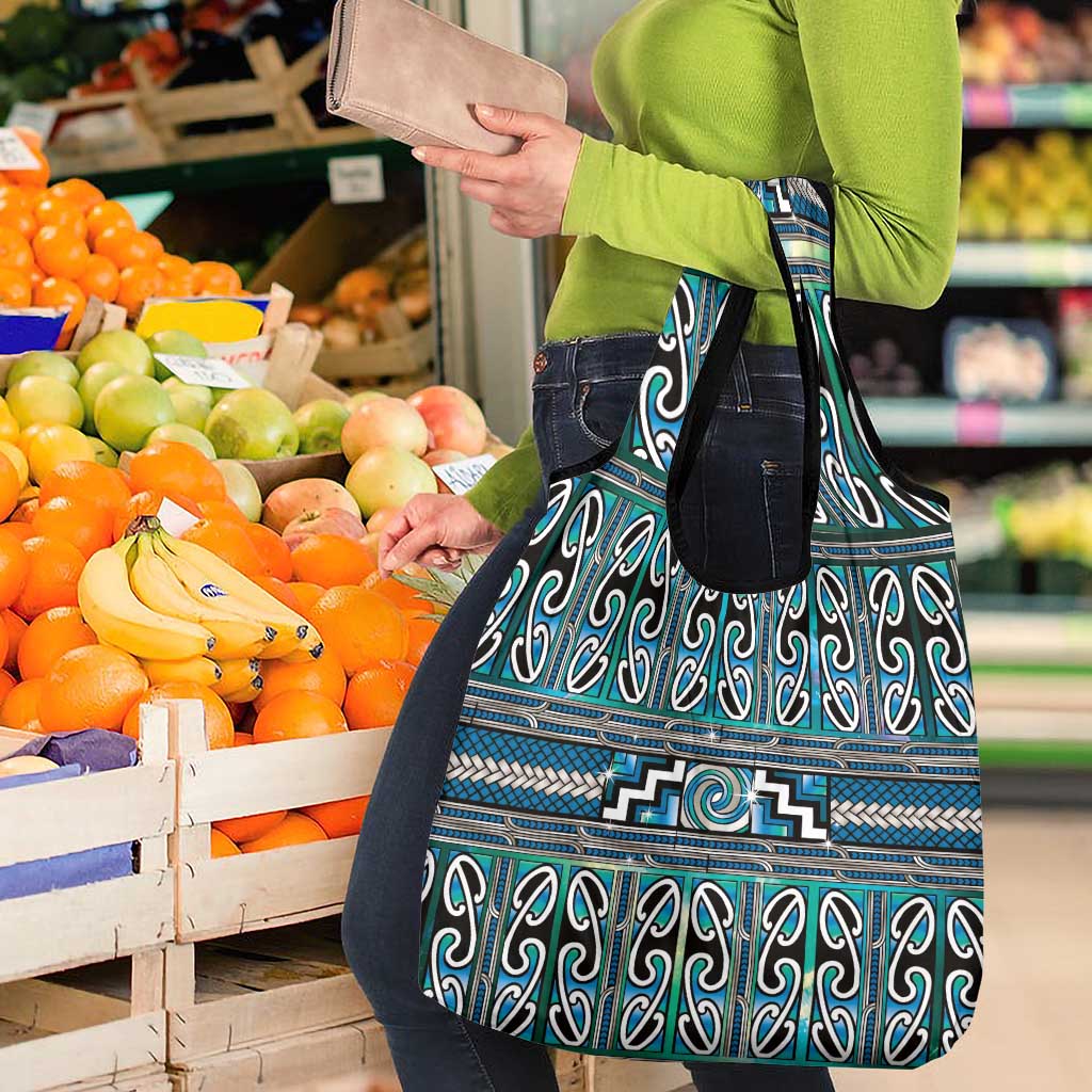 Maori Matariki Grocery Bag Green Galaxy Aesthetic Koru Art