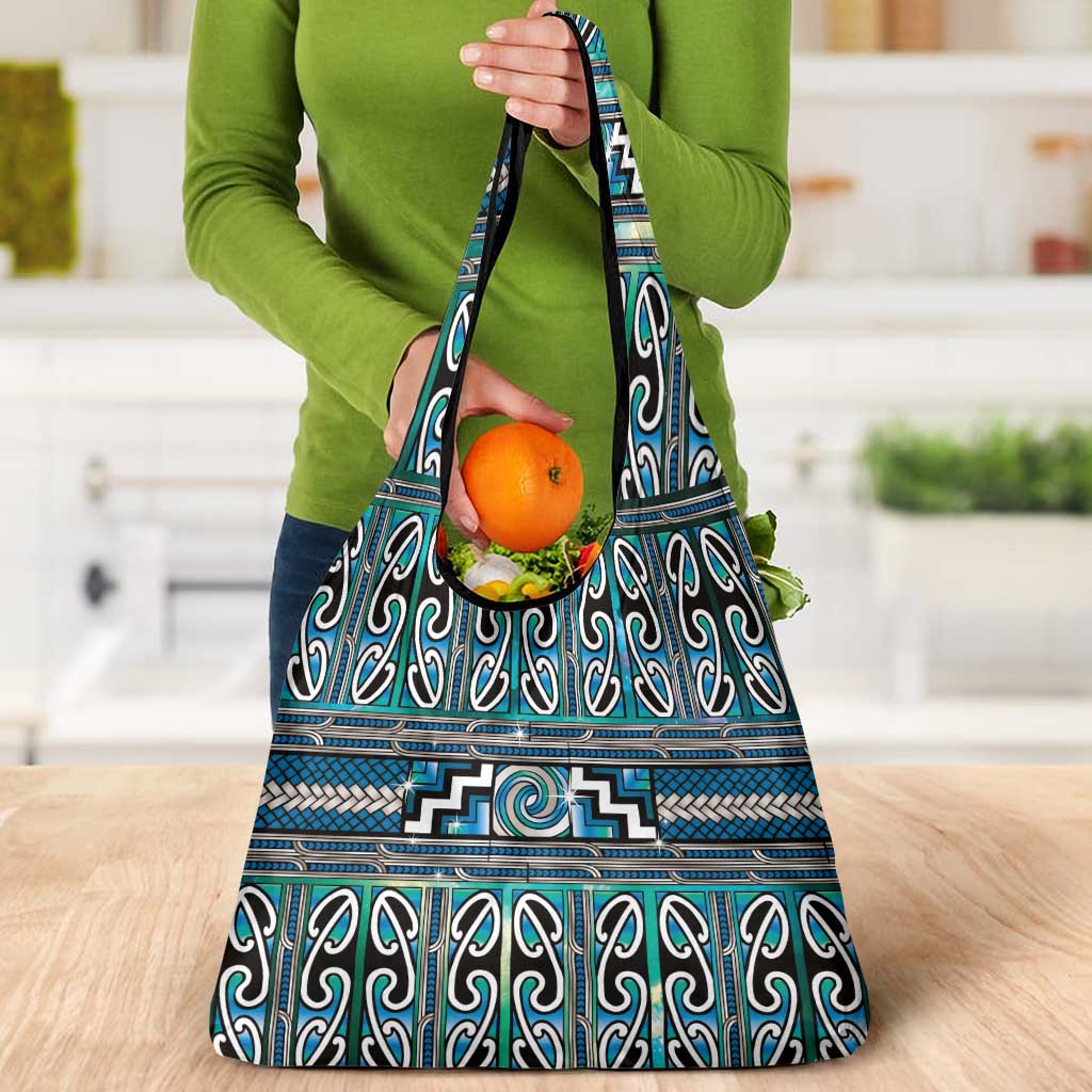 Maori Matariki Grocery Bag Green Galaxy Aesthetic Koru Art