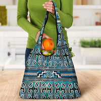 Maori Matariki Grocery Bag Green Galaxy Aesthetic Koru Art