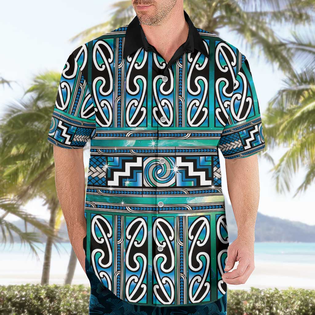 Maori Matariki Hawaiian Shirt Green Galaxy Aesthetic Koru Art