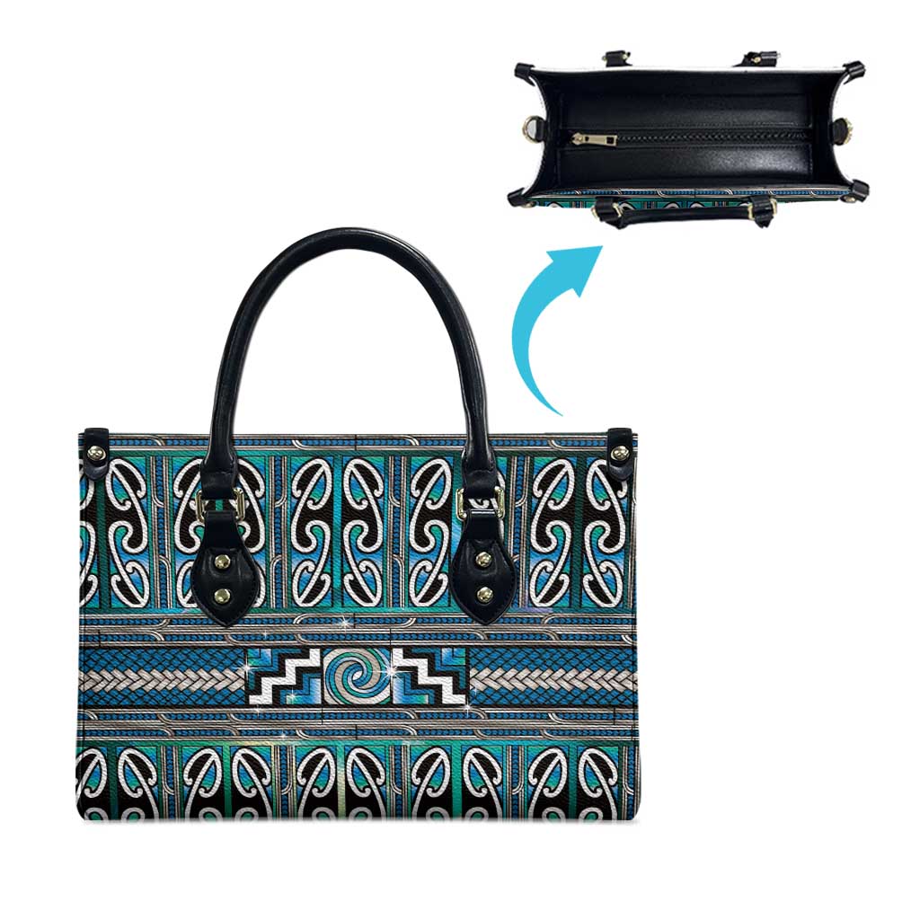 Maori Matariki Leather Bag Green Galaxy Aesthetic Koru Art
