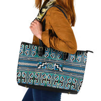 Maori Matariki Leather Tote Bag Green Galaxy Aesthetic Koru Art