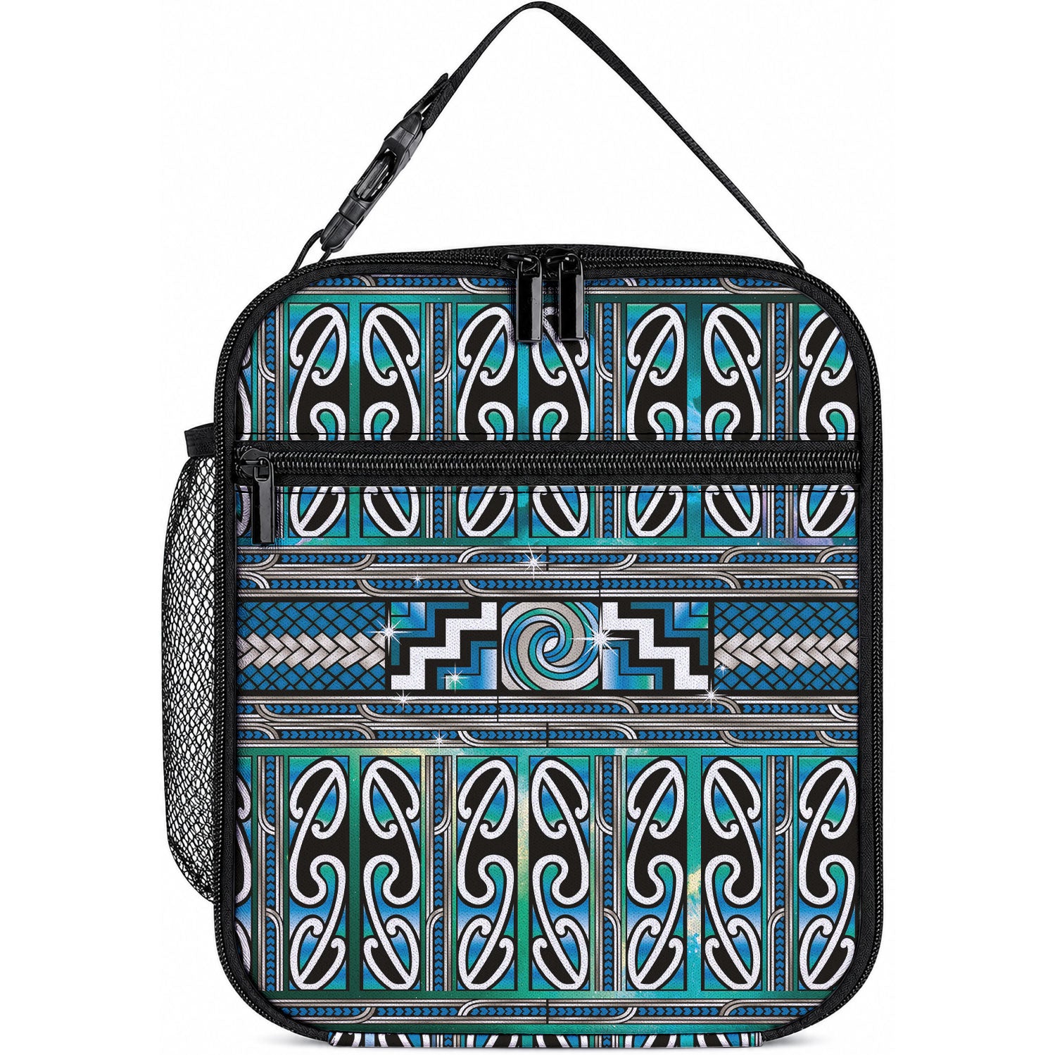 Maori Matariki Lunch Bag Green Galaxy Aesthetic Koru Art LT01 10.2 × 8.3 × 4.3 inch Green - Polynesian Pride