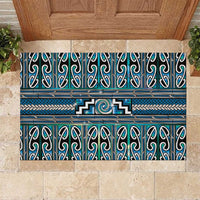 Maori Matariki Rubber Doormat Green Galaxy Aesthetic Koru Art