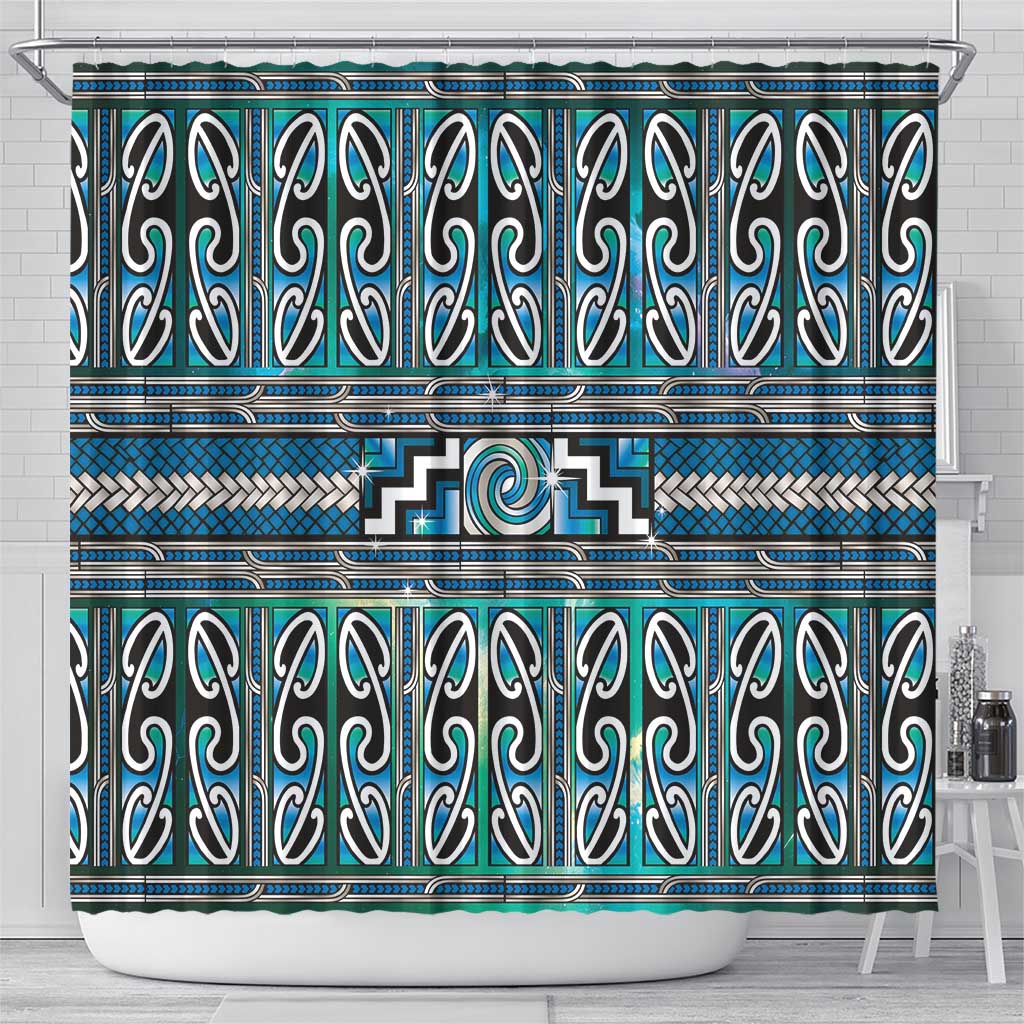 Maori Matariki Shower Curtain Green Galaxy Aesthetic Koru Art