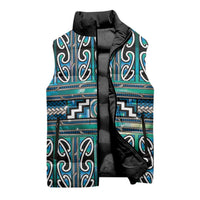 Maori Matariki Sleeveless Puffer Jacket Green Galaxy Aesthetic Koru Art