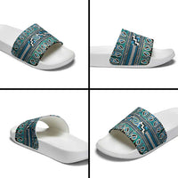 Maori Matariki Slide Sandals Green Galaxy Aesthetic Koru Art
