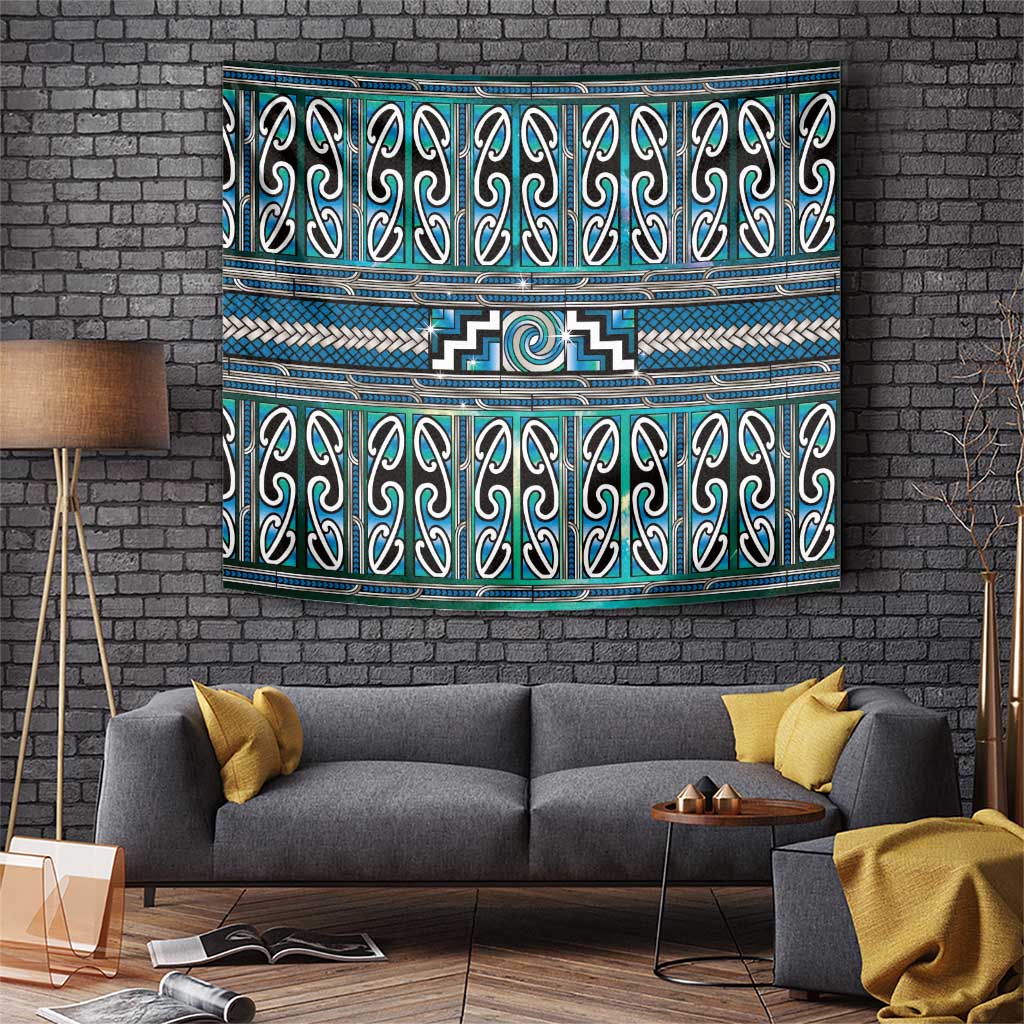 Maori Matariki Tapestry Green Galaxy Aesthetic Koru Art