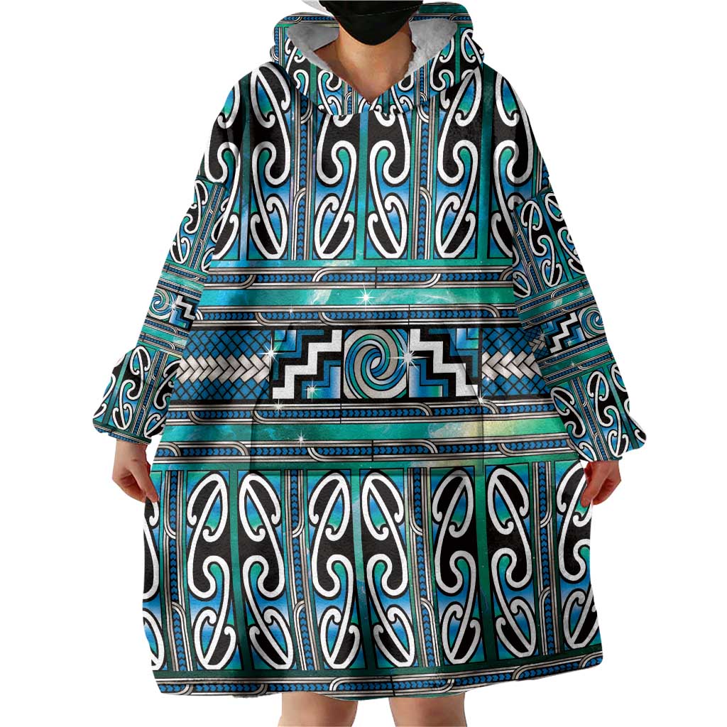 Maori Matariki Wearable Blanket Hoodie Green Galaxy Aesthetic Koru Art