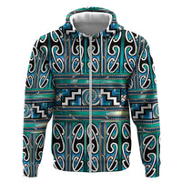 Maori Matariki Zip Hoodie Green Galaxy Aesthetic Koru Art