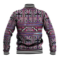 Maori Matariki Baseball Jacket Pink Galaxy Aesthetic Koru Art