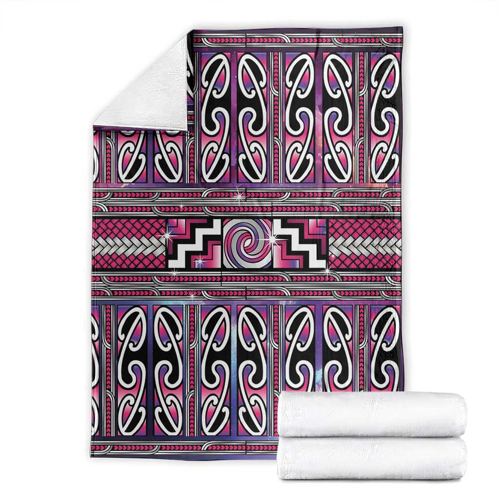 Maori Matariki Blanket Pink Galaxy Aesthetic Koru Art