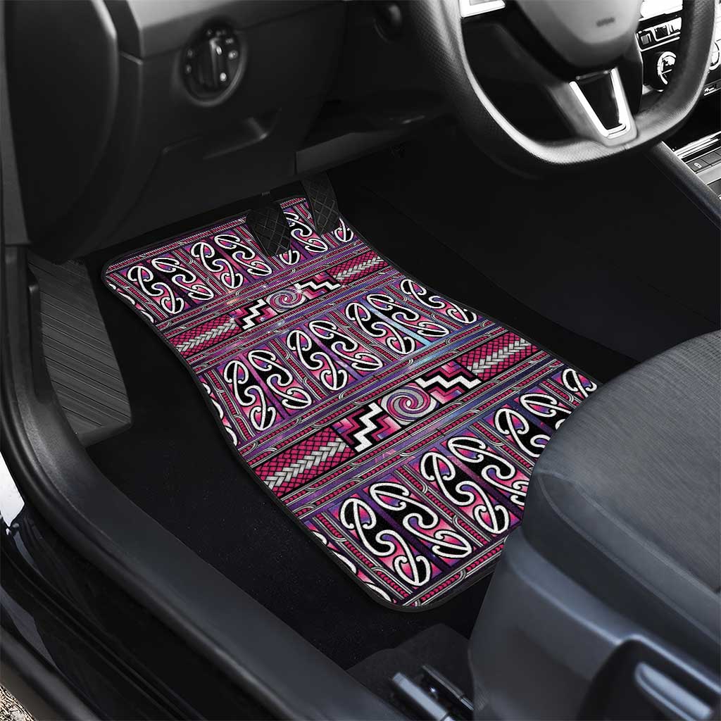 Maori Matariki Car Mats Pink Galaxy Aesthetic Koru Art