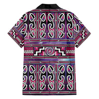 Maori Matariki Family Matching Off Shoulder Maxi Dress and Hawaiian Shirt Pink Galaxy Aesthetic Koru Art LT01 - Polynesian Pride