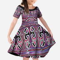 Maori Matariki Family Matching Puletasi and Hawaiian Shirt Pink Galaxy Aesthetic Koru Art